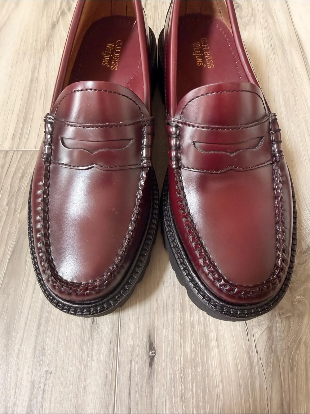 G.H. Bass Weejuns Whitney Super Lug Penny Loafers Wine Leather Women’s 7M